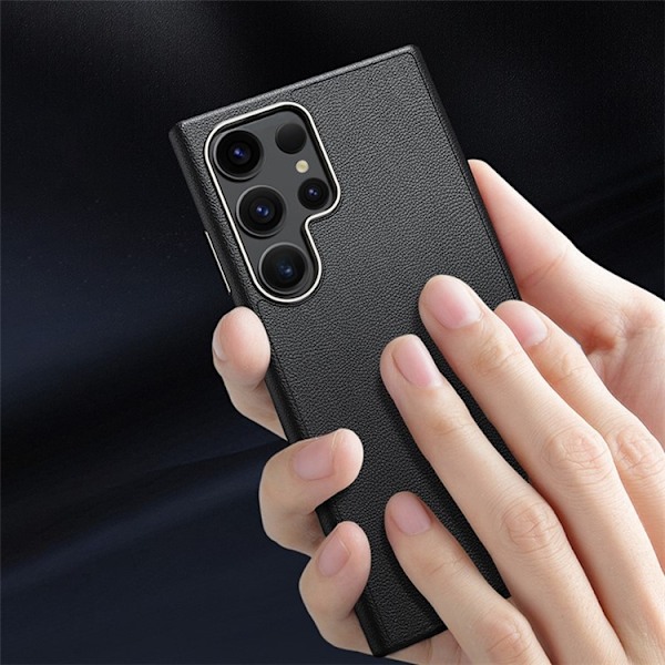 Mobilskal till Galaxy S24 Ultra Läder Shockproof Silikon - Grå Grå