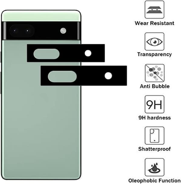[2-PAK] Google Pixel 6a Hærdet glas Kameralinsebeskyttelse - Sort Black