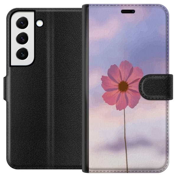 Pung Taske til Samsung Galaxy S22 5G med Lyserød Blomst