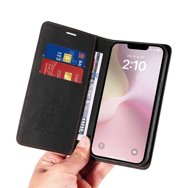 BETOPNICE 003 iPhone 16e Plånboksfodral Konstläder - Svart