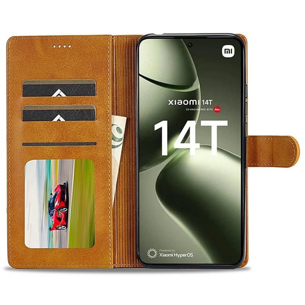 LC.IMEEKE Xiaomi 14T Plånboksfodral Konstläder - Gul