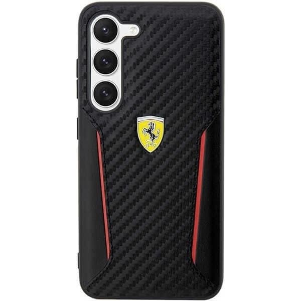 Ferrari Galaxy S23 Plus -kuori Carbon Contrast Edges - Musta Black