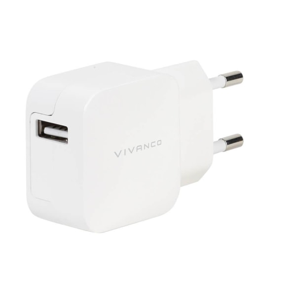 Vivanco USB-koti-/matkalaturi 1xUSB 2.4A - valkoinen White