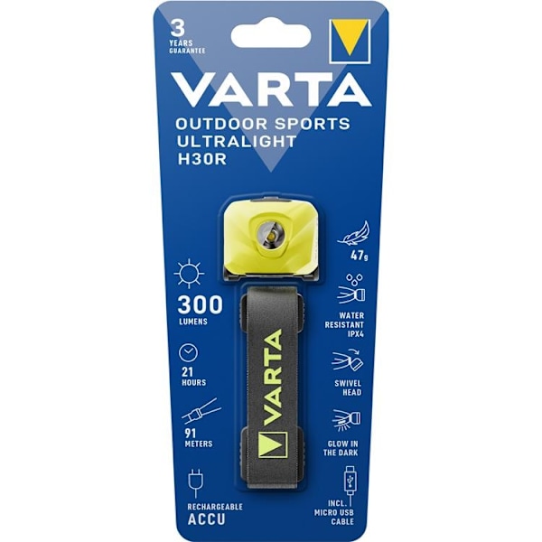Varta Pannlampa Outdoor Sports Ultraligh - Gul