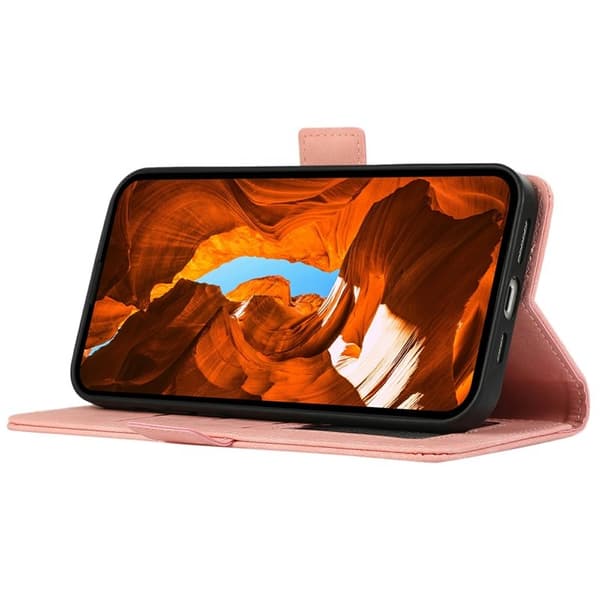 ABEEL Mobilskal till Xiaomi 15T Pro KonstLäder Folio Ställ Rosa