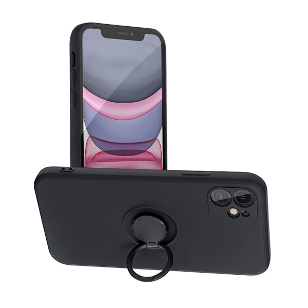 Forcell iPhone 11 Skal Silikon Ring - Svart Svart