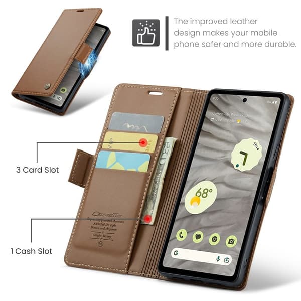 CASEME Plånboksfodral Konstläder för Google Pixel 7a - Brun