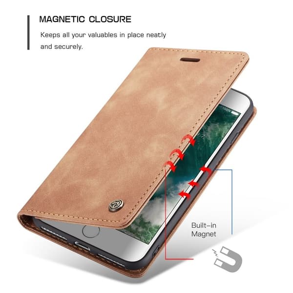 CASEME 013 Auto-absorberande Plånboksfodral Konstläder Khaki