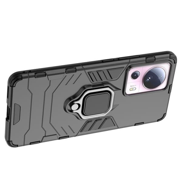 Xiaomi 13 Lite Mobilcover Ring Armor Magnetisk Holder - Sort Svart