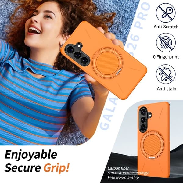 Mobilskal till Samsung Galaxy S26 Magnetiskt TPU + PC Baksida med Ställ - Orange