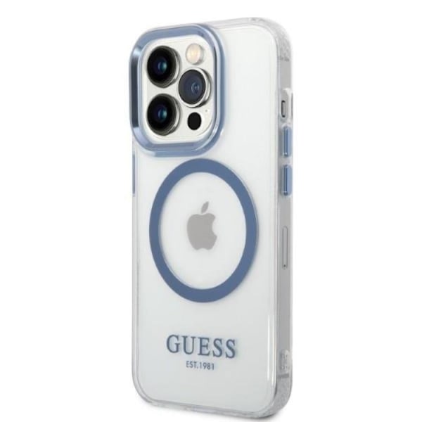 GUESS iPhone 14 Pro Max Skal Magsafe Metal Outline - Blå