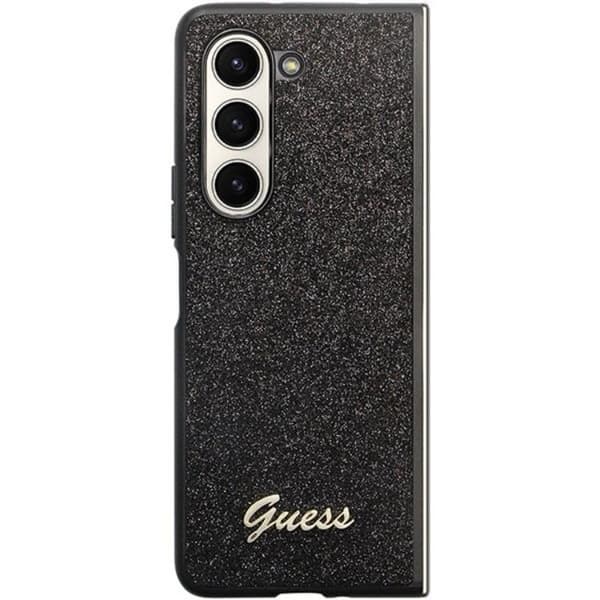 Guess Galaxy Z Fold 5 Mobilskal Läder 4G Triangle Strass - Musta Black