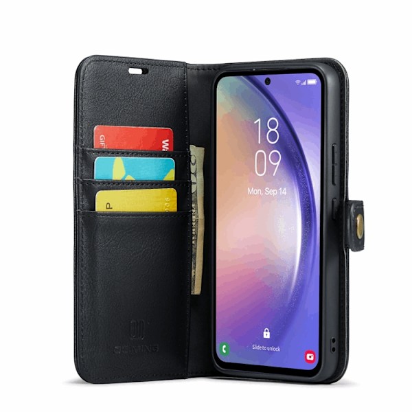 DG.MING Galaxy S23 FE Plånboksfodral Äkta Läder 2in1 - Svart Svart