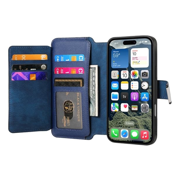 CASENEO MW-02 iPhone 16 Pro Plånboksfodral Konstläder - Blå