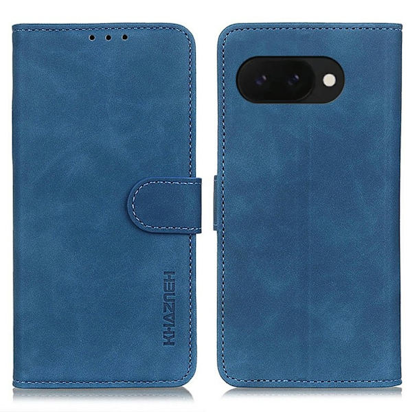KHAZNEH Google Pixel 9a Plånboksfodral Konstläder Retro Textur - Blå