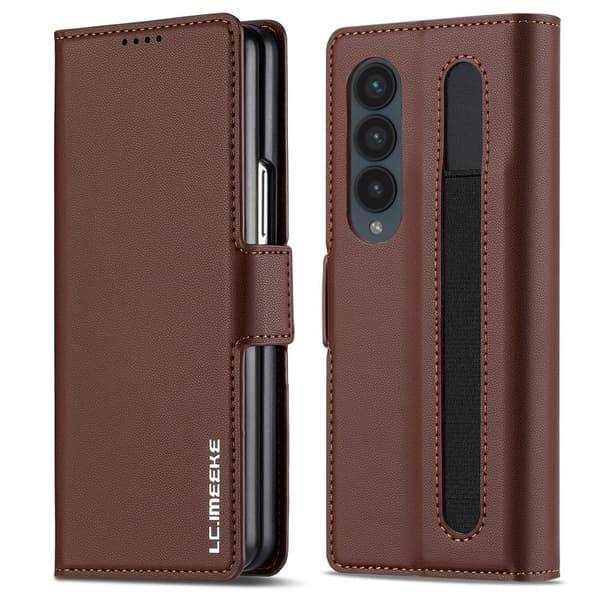 LC.IMEEKE L1 för Samsung Galaxy Z Fold3 5G Plånboksfodral - Brun Konstläder