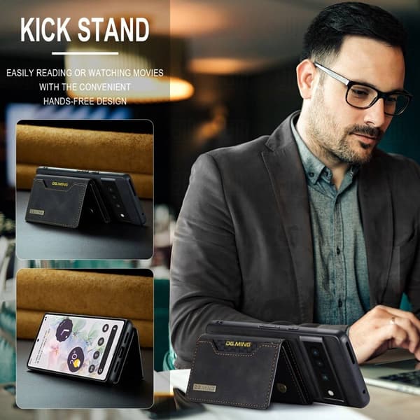 DG.MING Magnetiskt Konstläder Plånboksfodral Google Pixel 7 Pro - Svart