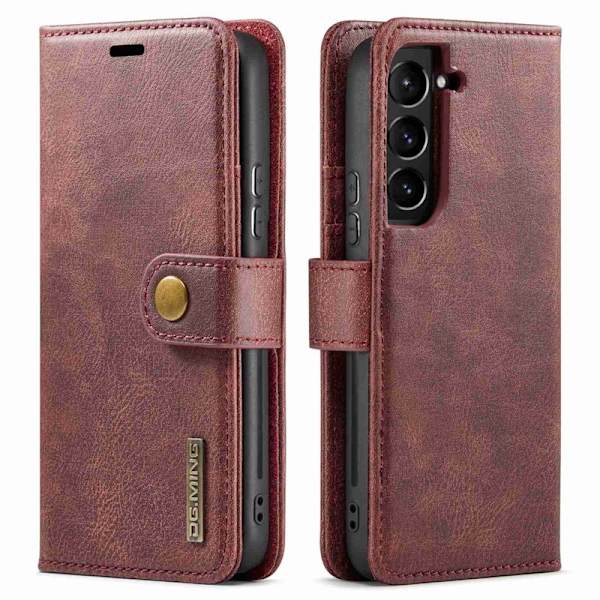 DG.MING Galaxy S23 Plånboksfodral i Äkta läder med ställ - Röd