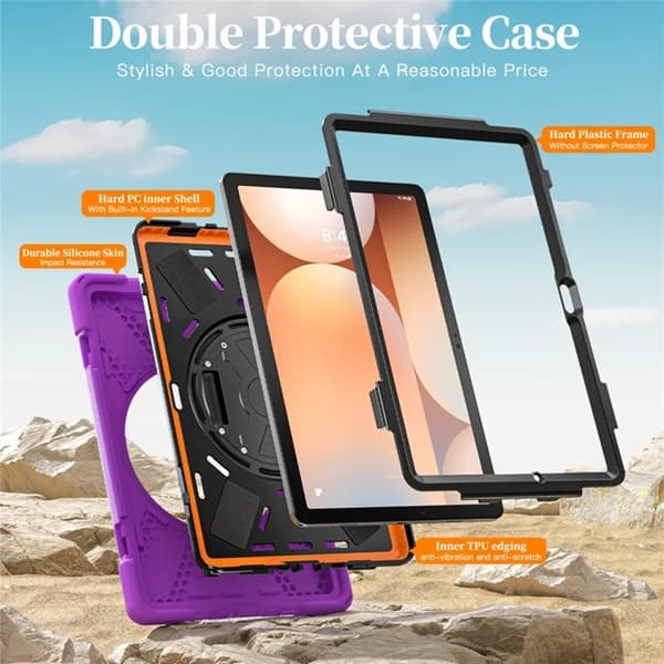 Mobilskal till Galaxy Tab A11 Plus Kickstand Silikon Axelrem Lila