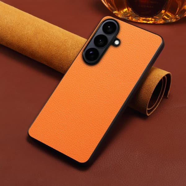 Mobilskal för Samsung Galaxy S26 Konstläder + PC + TPU - Orange