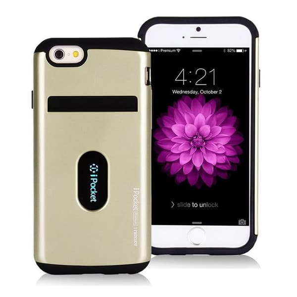 Mercury iPocket Premium skal med kortplats till Apple iPhone 6(S) Plus - Gold Guld