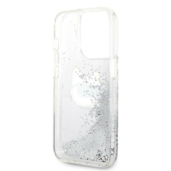 Karl Lagerfeld iPhone 14 Pro Skal Glitter Choupette Head - Silver