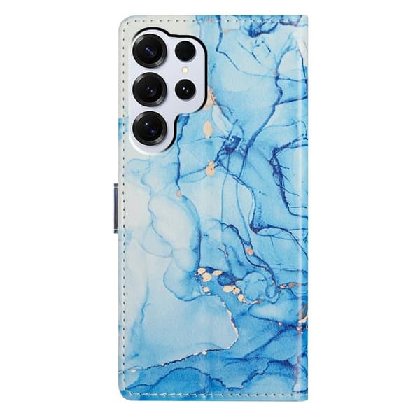 Samsung Galaxy S26 Ultra Plånboksfodral Mönstertryck Flip Konstläder Blå Marmor