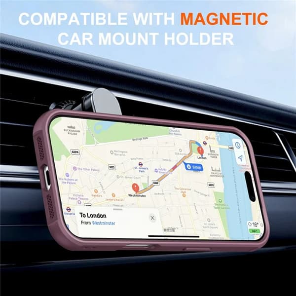 Mobilskal till iPhone 17 Pro Max MagSafe Kickstand TPU + PC - Vinröd Vinröd