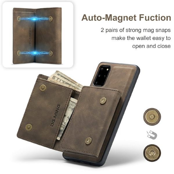 DG.MING Magnetisk Plånboksfodral för Samsung Galaxy S20 Plus - Brun