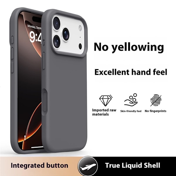 Mobilskal till iPhone 17 Pro Silikon Microfiber Lining - Mörkgrå Grå