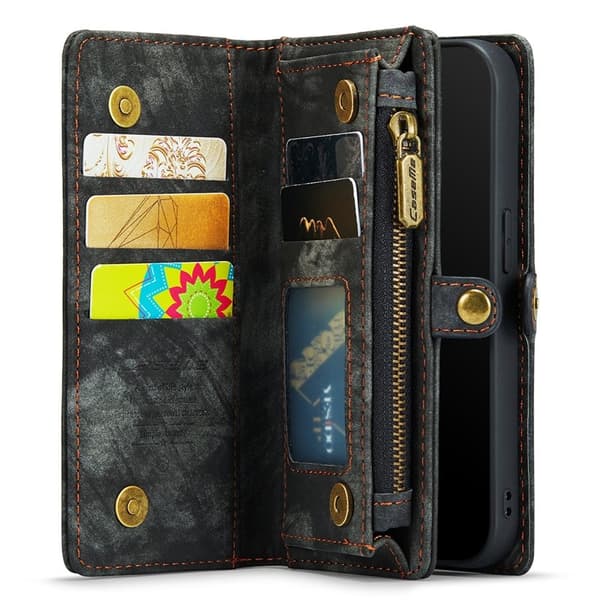 CASEME 008 Plånboksfodral Konstläder Magnetisk iPhone 12 mini - Svart