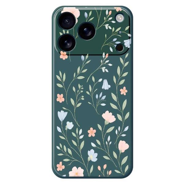 Mobilskal till iPhone 17 Pro Rosa Blue Flowers Pattern TPU - Grön Grön