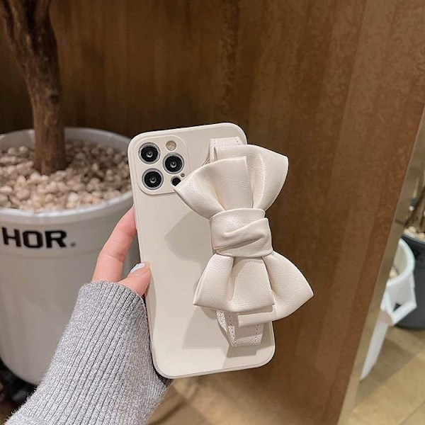 Bowknot Läderrem TPU Skal iPhone 13 - Vit