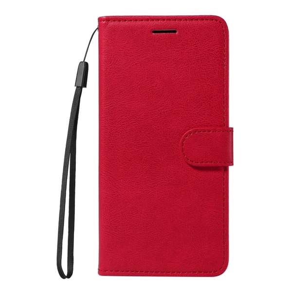 Samsung Galaxy S26 / S26 Pro Plånboksfodral Konstläder Med Rem - Röd