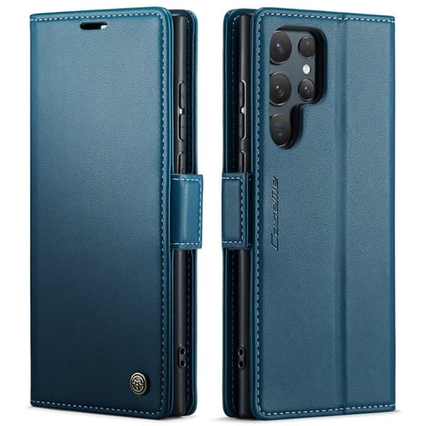 CASEME Samsung Galaxy S25 Ultra Plånboksfodral Konstläder RFID-Skydd Blå