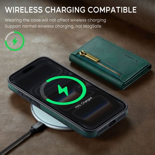 DG.MING M5 Series Mobilskal till iPhone 17 Pro Max Magnetiskt Konstläder Grön