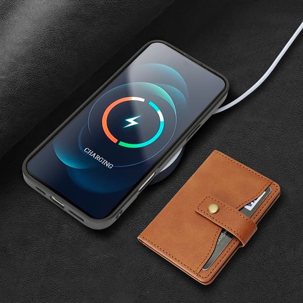 Mobilskal till iPhone 17 Pro MagSafe Detachable Korthållare Brun