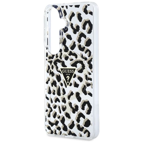 Guess Mobilskal För Galaxy S26 MagSafe IML Leopard Print Triangle Svart