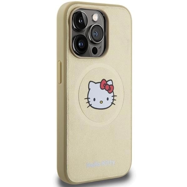 Hello Kitty iPhone 13 Pro Max Mobilskal Magsafe Läder Kitty Head - Guld
