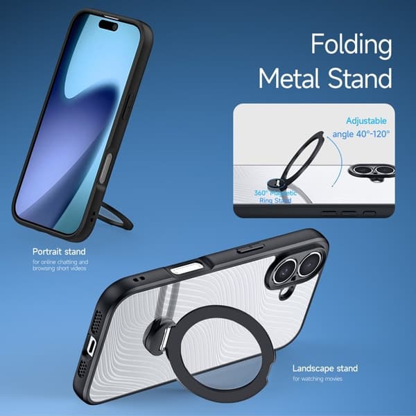DUX DUCIS Aimo Mobilskal till iPhone 17 Kickstand TPU+PC - Svart