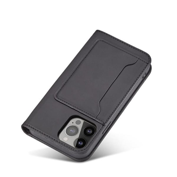 iPhone 12 Plånboksfodral Magnet Stand - Svart