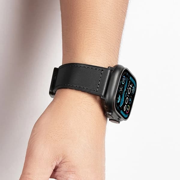 Forcell Apple Watch (38/40/41) Armband Läder - Svart Svart