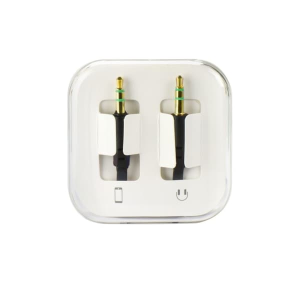 Fladt AUX-kabel 3,5 mm Jack Sort Black