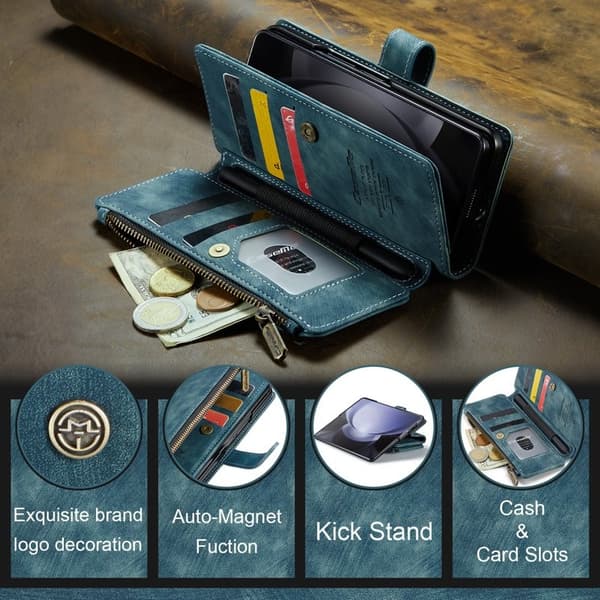 CASEME Konstläder Plånboksfodral för Samsung Galaxy Z Fold6 5G - Blå