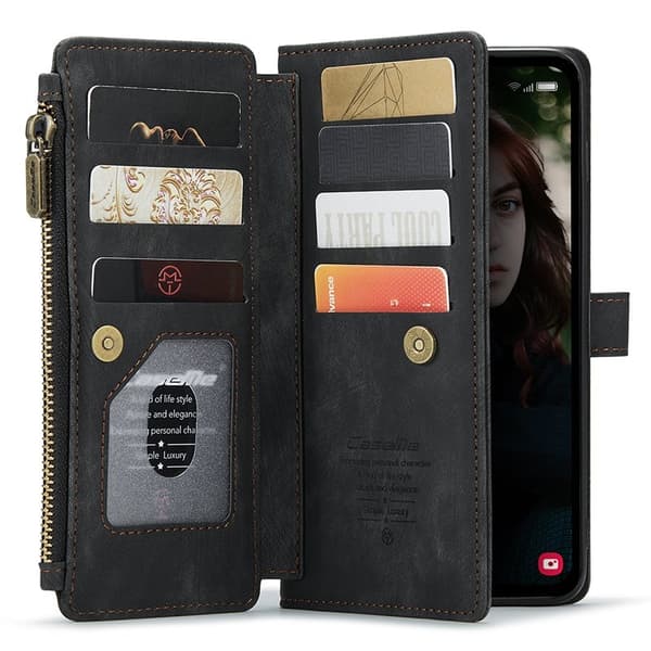 CASEME Konstläder Plånboksfodral för Samsung Galaxy S23 FE - Svart