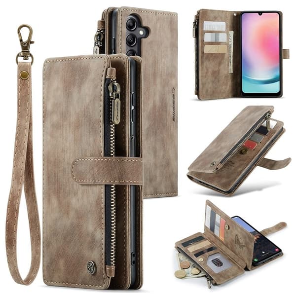 CASEME Galaxy A24 4G Plånboksfodral C30 Zipper - Brun Brun