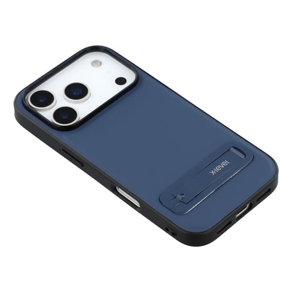 X-LEVEL Mobilskal till iPhone 17 Pro Max Läderbelagt TPU med Ställ - Blå
