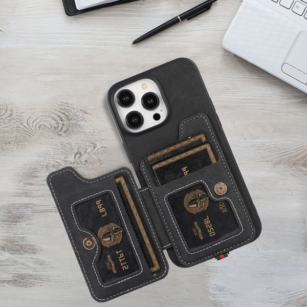 ABEEL Style 01 Mobilskal till iPhone 15 Plus med Kickstand - Svart