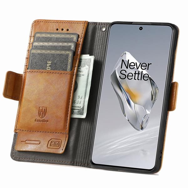 CASENEO Mobilskal till OnePlus 12 5G KonstLäder - Light Brun - RFID-Skydd
