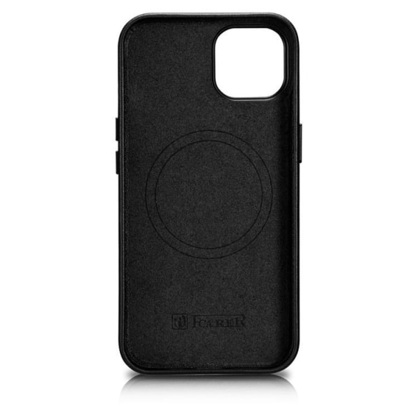 iCarer iPhone 14 Plus -kuori aitoa nahkaa MagSafe-yhteensopiva - musta